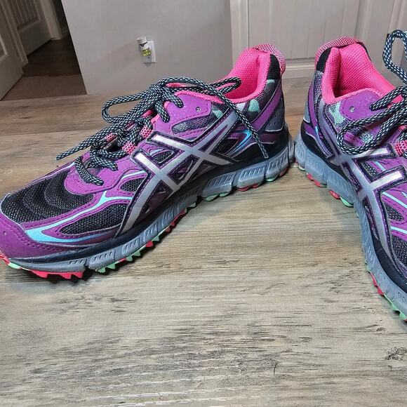 Asics GEL Scram 3 Sneakers Womens Sz 7 Purple Black Lace Up Leather T6K7Q Trail - Picture 3 of 9